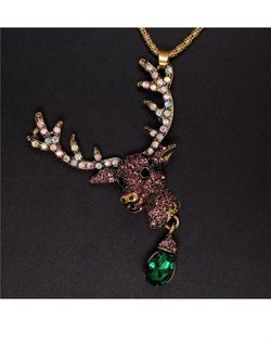 Crystal Rhinestone Reindeer Necklace