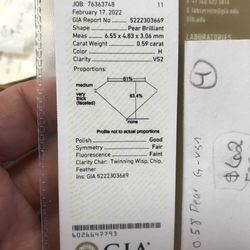 Gia Certified Pear Shaped  Natural  Diamond 