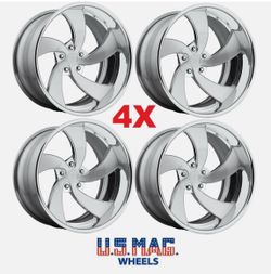US MAG DESPERADO STAGGERED 20" 22" WHEEL C10 C-10 BRUSHED U134 OFFSET INTRO