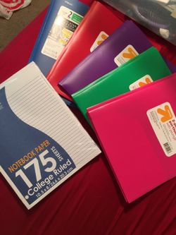 5 brand new folders and 1 pack of paper never used