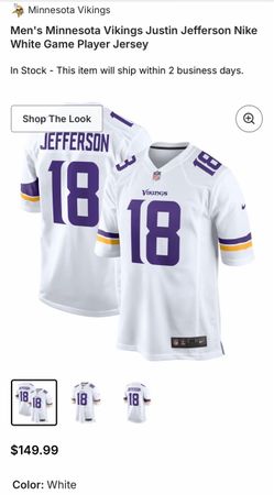 AUTHENTIC Nike Justin Jefferson #18 Minnesota Vikings Jersey White Men’s L