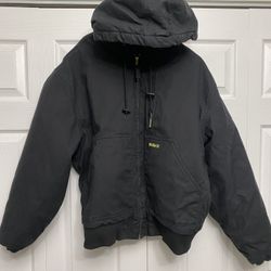 Walls Quilted Lined Bomber Coat XL Insulate Black Warm Chore Work Hooded Jacket