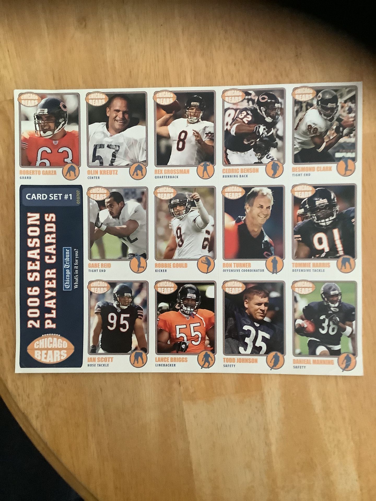 Chicago Bears 2006 Season Player Cards