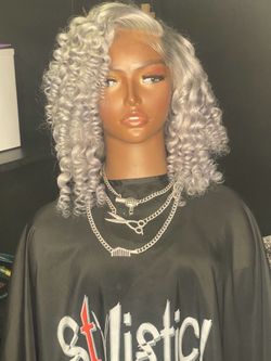 Gray/ silver glueless wig