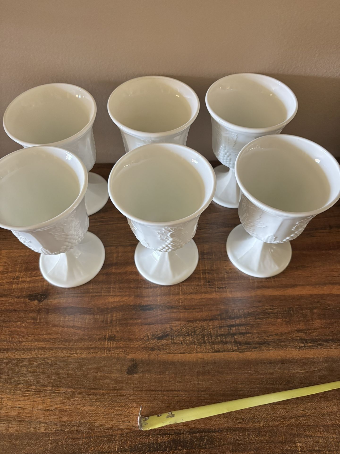Vintage Indiana Colony Harvest Grape Milk Glass Goblets