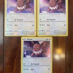 Pokemon Eevee SWSH127 Black Star Promo Cosmo Holo Lot of 3 NM with Swirls!