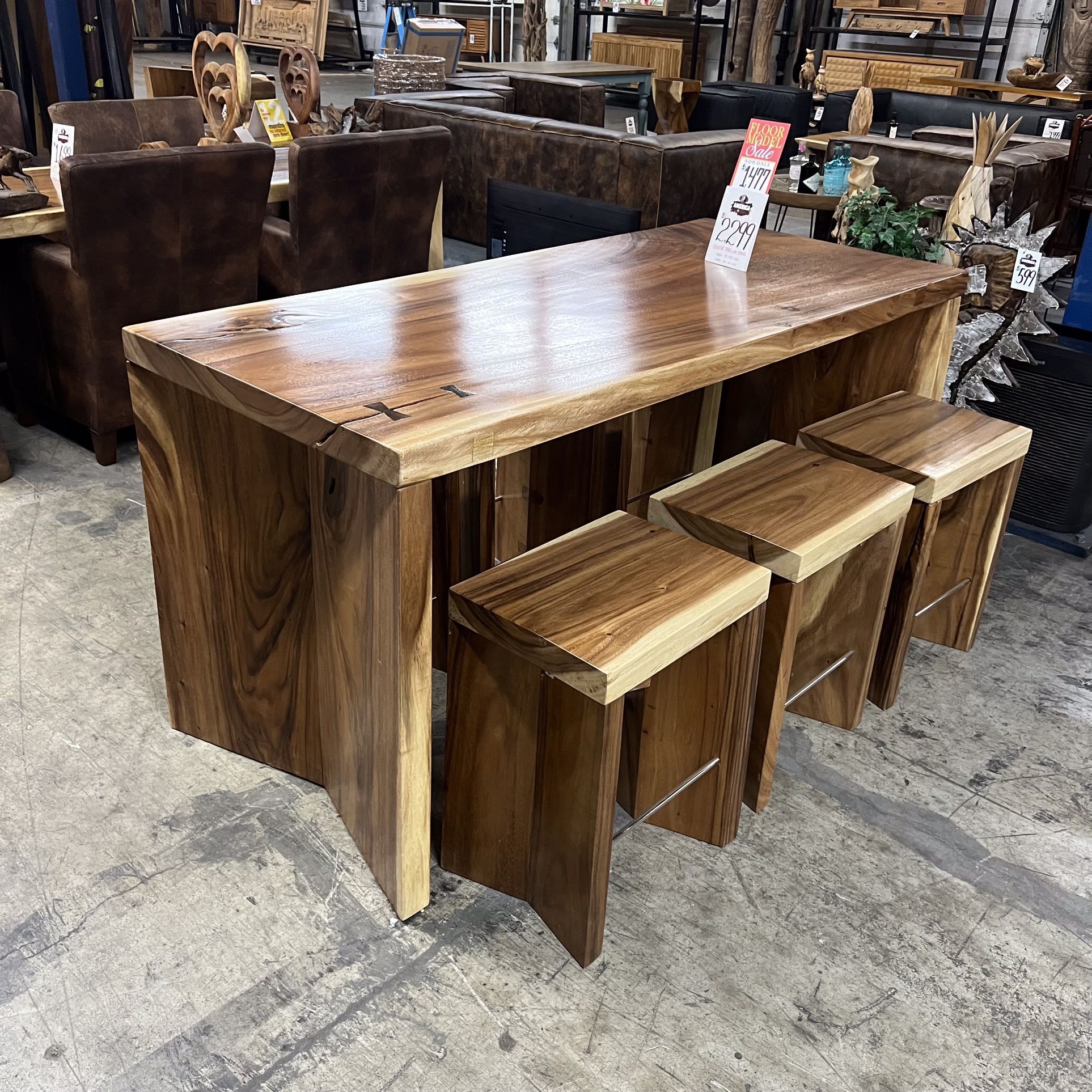 Live Edge Dining Set For 6 (solid wood) Table & 6 Stools