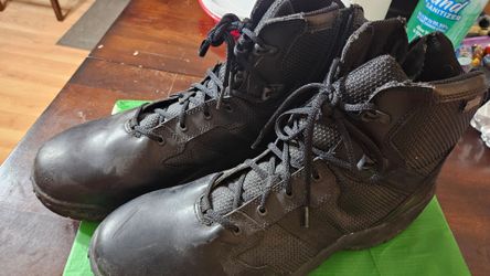 New, Black, Danner Leather Boots, men sz 16, zipper side, firm.