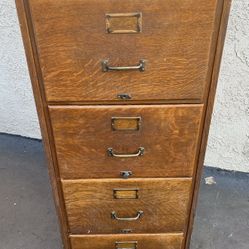 Vintage Tiger Oak 4 Drawer Shaw Walker File Cabinet Original Finish