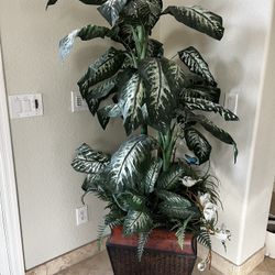 Tall Artificial Floor Plant W/ decorative Planter
