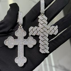 Heavy VVS Moissanite Cross Pendants PASS DIAMOND TESTER
