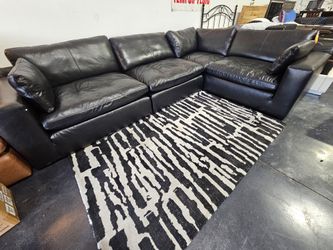 Black 4 pc 100% leather emilia sectional