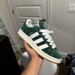 Green and White Adidas Campus 