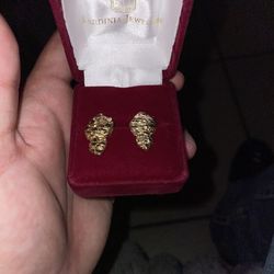 Gold nugget earrings 14k