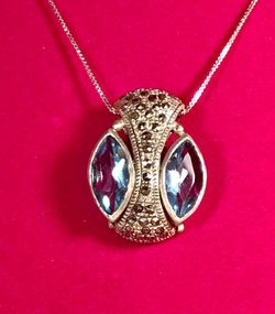 Sterling Marcasite & Topaz Glass Necklace