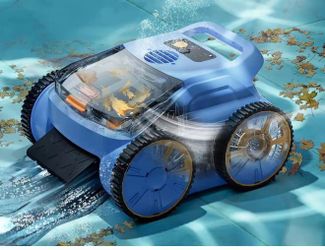 Cordless Robotic Pool Cleaner, 180 Mins Runtime Self-Parking Pool Vacuum for Above Ground Pools, Wall Climbing Automatic Pool Robot - NOT Suitable for