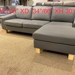 New Sofa with chaise gray color suede fabric upholstered