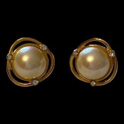 Gorgeous Vintage Signed Money Earrings With Diamonds 