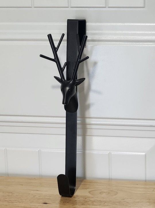 Heavy Duty Black Metal Christmas Reindeer Wreath Hanger