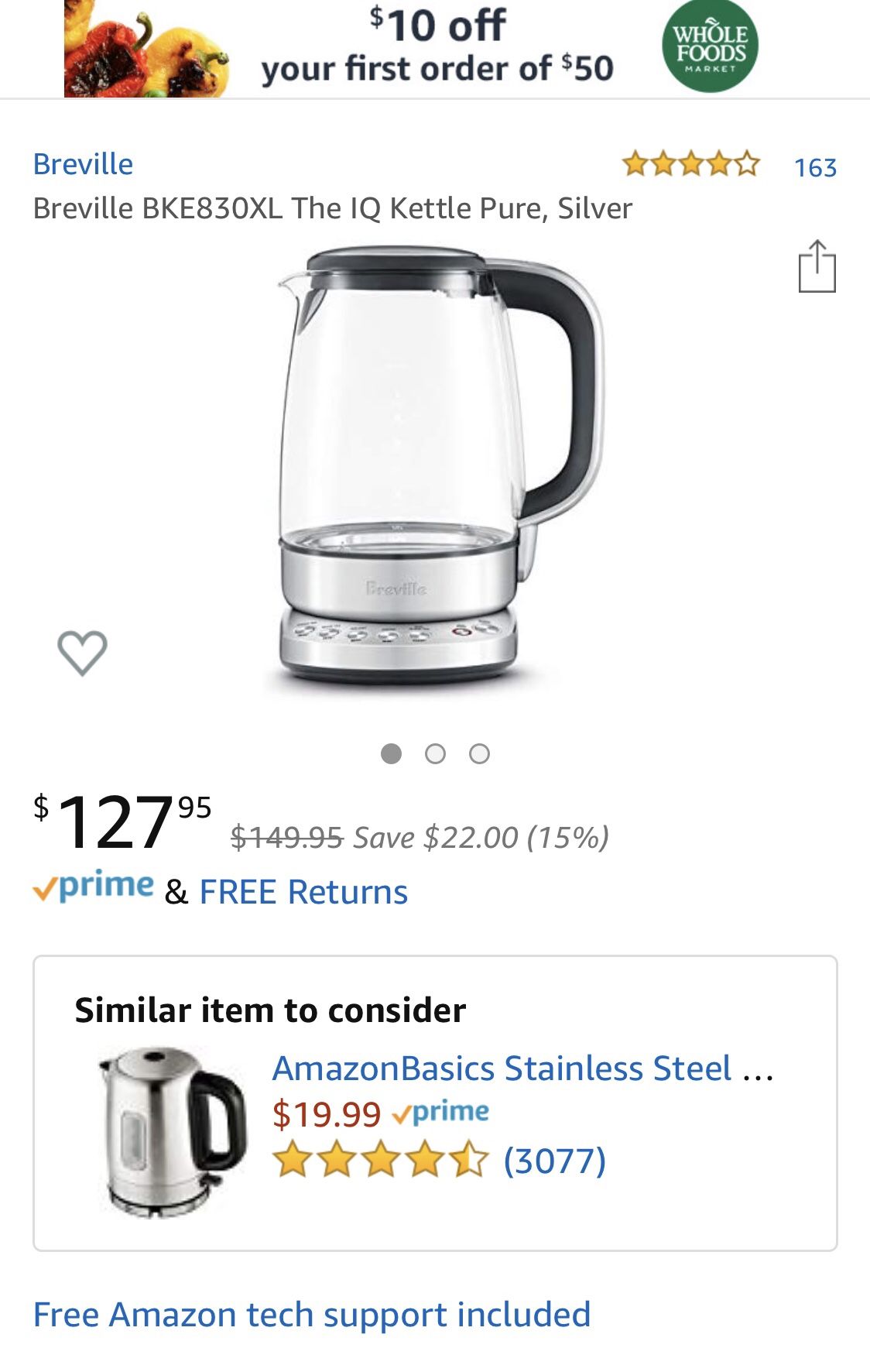 BREVILLE crystal clear electric tea kettle for Sale in Woodinville, WA