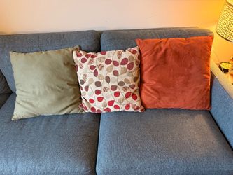 Set of 3 Decorative Throw Pillows - Olive, Burnt Orange, and Leaf Pattern