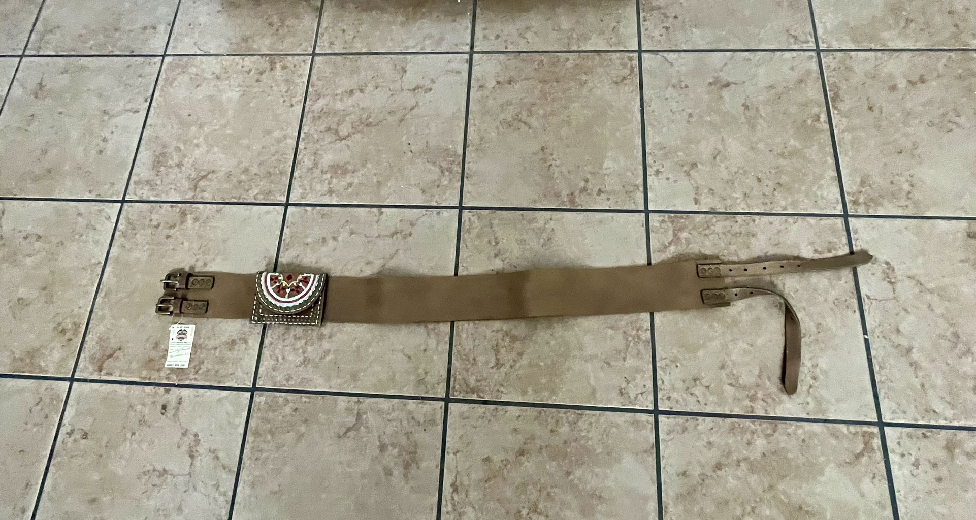 Lucky Brand Tan Leather Belt with Embellished Buckle Lucky Brand Tan Leather Belt with Embellished Buckle main image 2