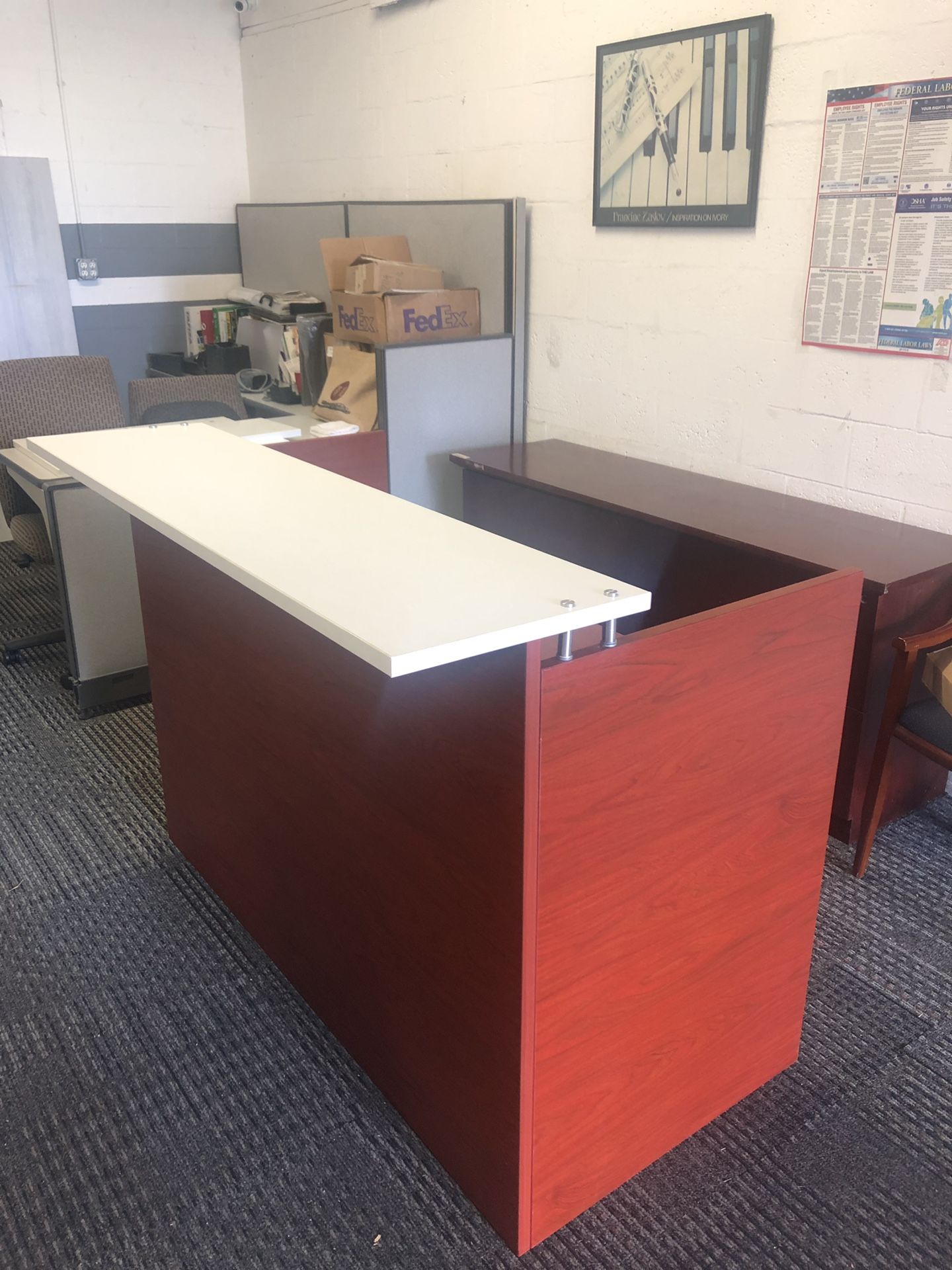 Modern cherry reception desk 60” wide