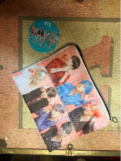 BTS Fan Merchandise Set – Zipper Pouch & BTS mirror