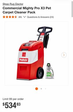 Shop Rug Doctor Commercial Mighty Pro X3 Pet Carpet Cleaner Pack