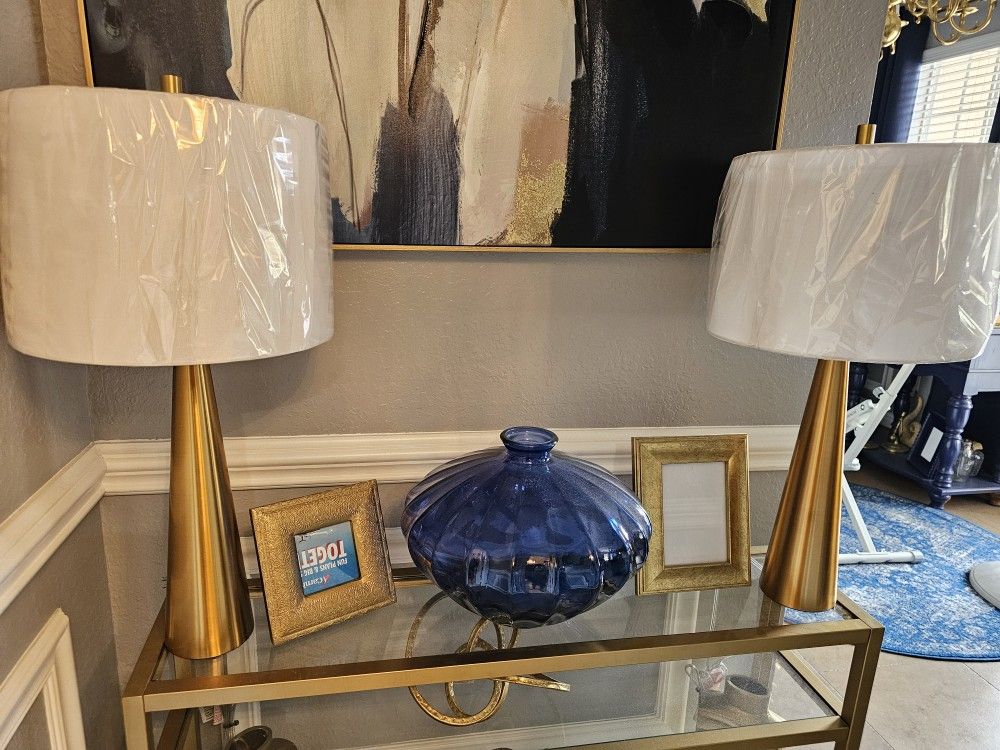 TWO BEAUTIFUL GOLD LAMPS