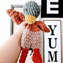 Crochet Duck Plushie Snuggler Stuffed Animal Toy