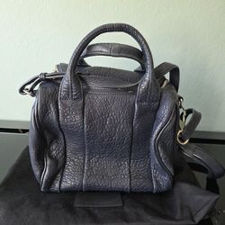 dark Navy Leather Mint Cond w/ dust bag