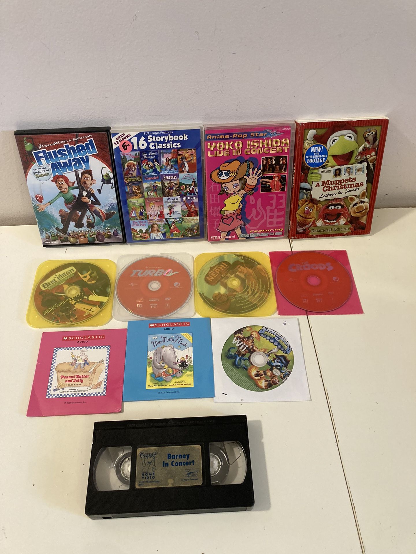 Children’s DVDs, CD’s Wii games, Disney VHS **$1 EACH, unless marked otherwise* Kids