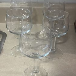 Set Of Five Vintage wine glasses