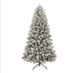 Pre-Lit Flocked Artificial Christmas Tree
