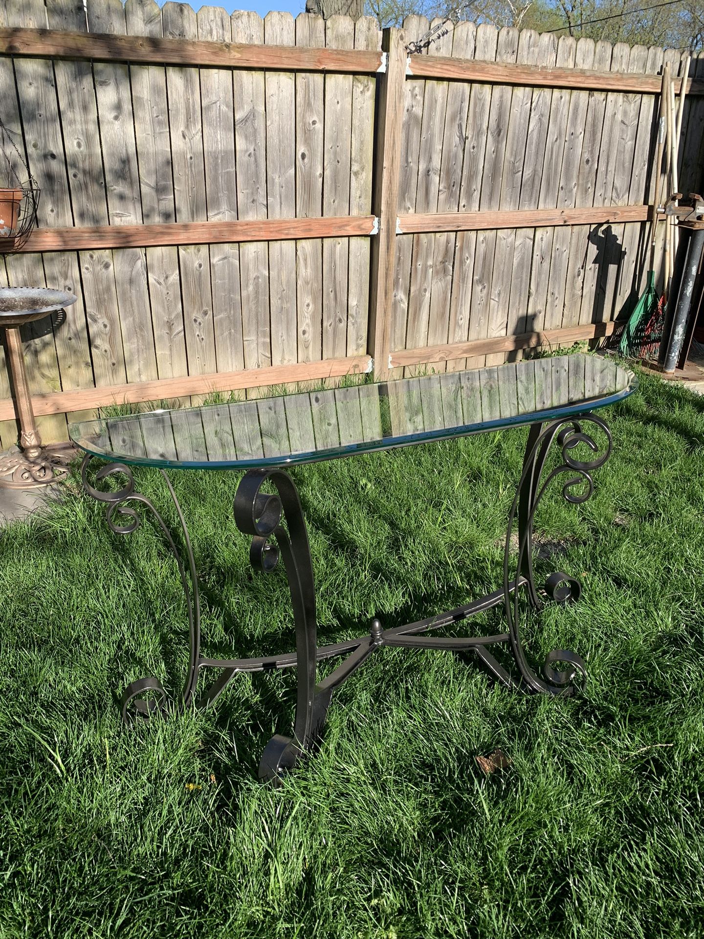 Iron Side Glass Table  Console 