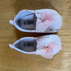 Little Beginnings Pink Gold Bow Arrow Flat Shoes Size 6-9 Months
