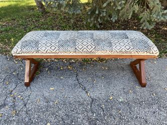 Entryway 50" Upholstered Bench with X-shaped Solid Wood Legs