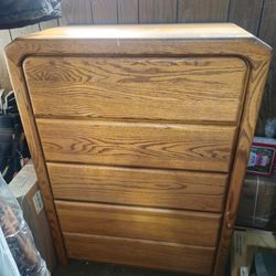 Vintage Arbek Solid Oak 5 Drawer Highboy Dresser Chest Hidden Compartment