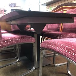 Dining room Table And 8 Chairs Retro Pink