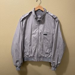 Men’s Size 46 Vintage Member’s Only Light Gray Iconic Racer Bomber Jacket