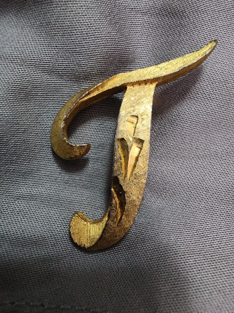 Vintage Gold Mamselle Letter J Pin