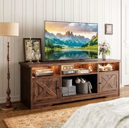Farmhouse TV stand with LED lights !!New in a box!!
