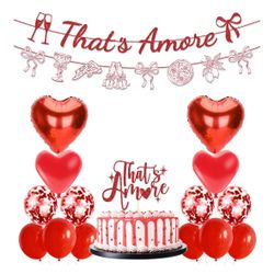 Decoraciones de fiesta de Thats Amore: juego de decoraciones de despedida de soltera, globos de bandera, decoración de pizza italiana para mujeres, te