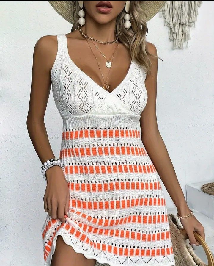 White And Orange Sundress