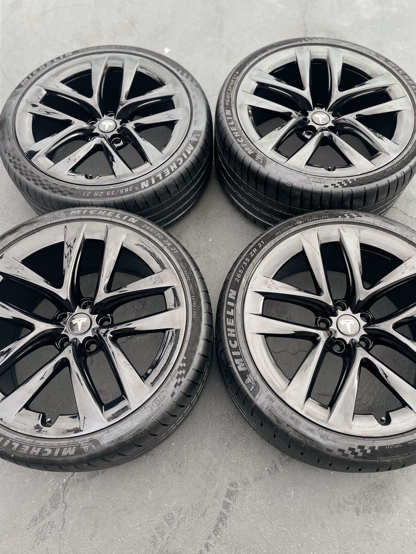 21” Oem Tesla Model S Arachnid Factory Wheels 21 Inch Gloss Black Staggered Tesla S Arachnids