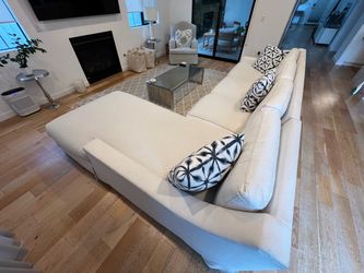 Large White Sectional Sofa with Chaise
