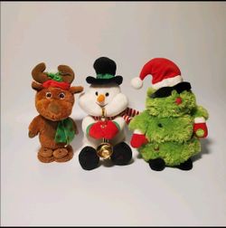 Vtg 90s Animated Christmas Singing Stuffed Toy Lot