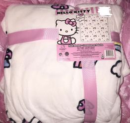 HELLO KITTY Mushroom & Rainbow Plush FULL/QUEEN Blanket