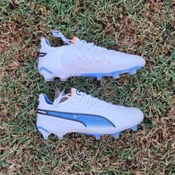 (Women's) Puma Women King Ultimate Firm-Ground FG White/Blue